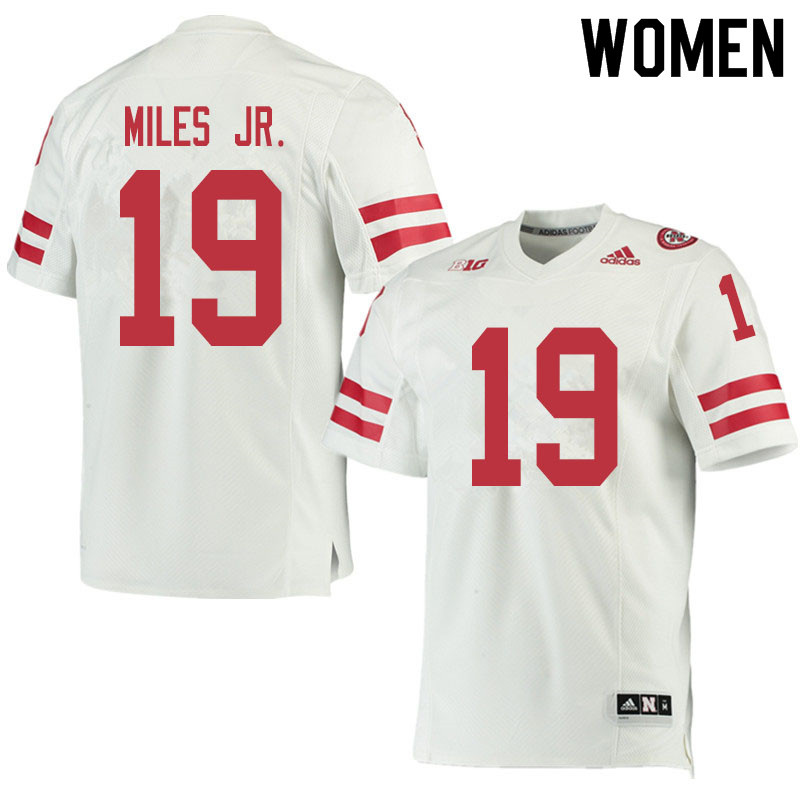 Women #19 Barron Miles Jr. Nebraska Cornhuskers College Football Jerseys Sale-White